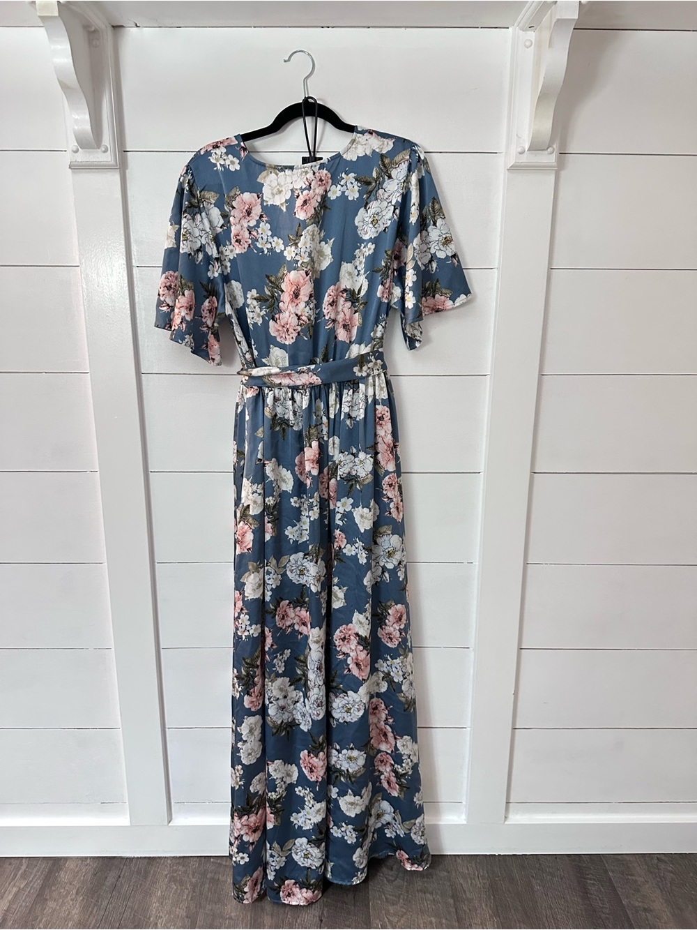 Baltic Born XXL Blue Floral Maxi Wrap Dress Boho Cottagecore Wedding Guest boho - Picture 3 of 14